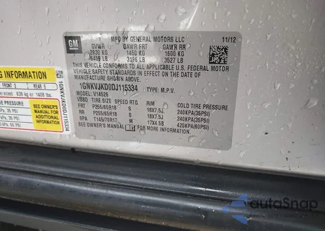 2013 Chevrolet Traverse 2Lt z USA, uszkodzony, nr VIN 1GNKVJKD0DJ115334